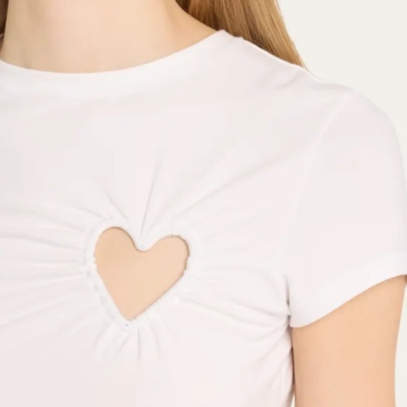 NEW SKIMS Cotton Jersey Cutout Heart Mini Dress in Snow - Picture 3 of 10